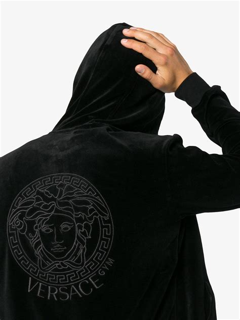 versace leather hoodie|Versace hoodie medusa.